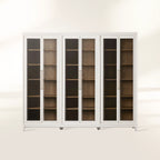 Rowan Modular Tall Clear Glass Display Cabinet Wood Storage Bookcase