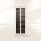 Rowan Modular Tall Clear Glass Display Cabinet Wood Storage Bookcase