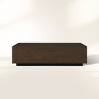 Sullivan Rechteckiger Couchtisch mit massiven Eichenfurnieren und schwarzem Sockel für das Wohnzimmer, Mittel-Teetisch, Cocktailtisch