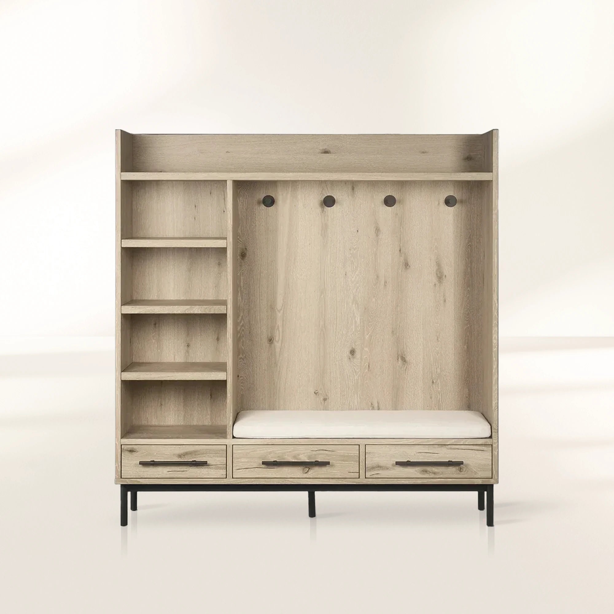 Sullivan Oak Wood Entryway Cabinet Modern Rustic Bedroom Wardrobe