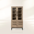 Sullivan Glass-Door Display Tall Cabinets Office File Cabinet Bookcase Wood Sideboard