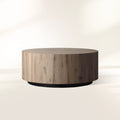 Sullivan Round Plinth Coffee Table Wood Oak Sofa Center Tea Table