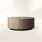 Sullivan Round Plinth Coffee Table Wood Oak Sofa Center Tea Table