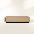 Sullivan Rectangular Storage Coffee Table Wood Oak Center Tea Table in Soft-Close Drawers