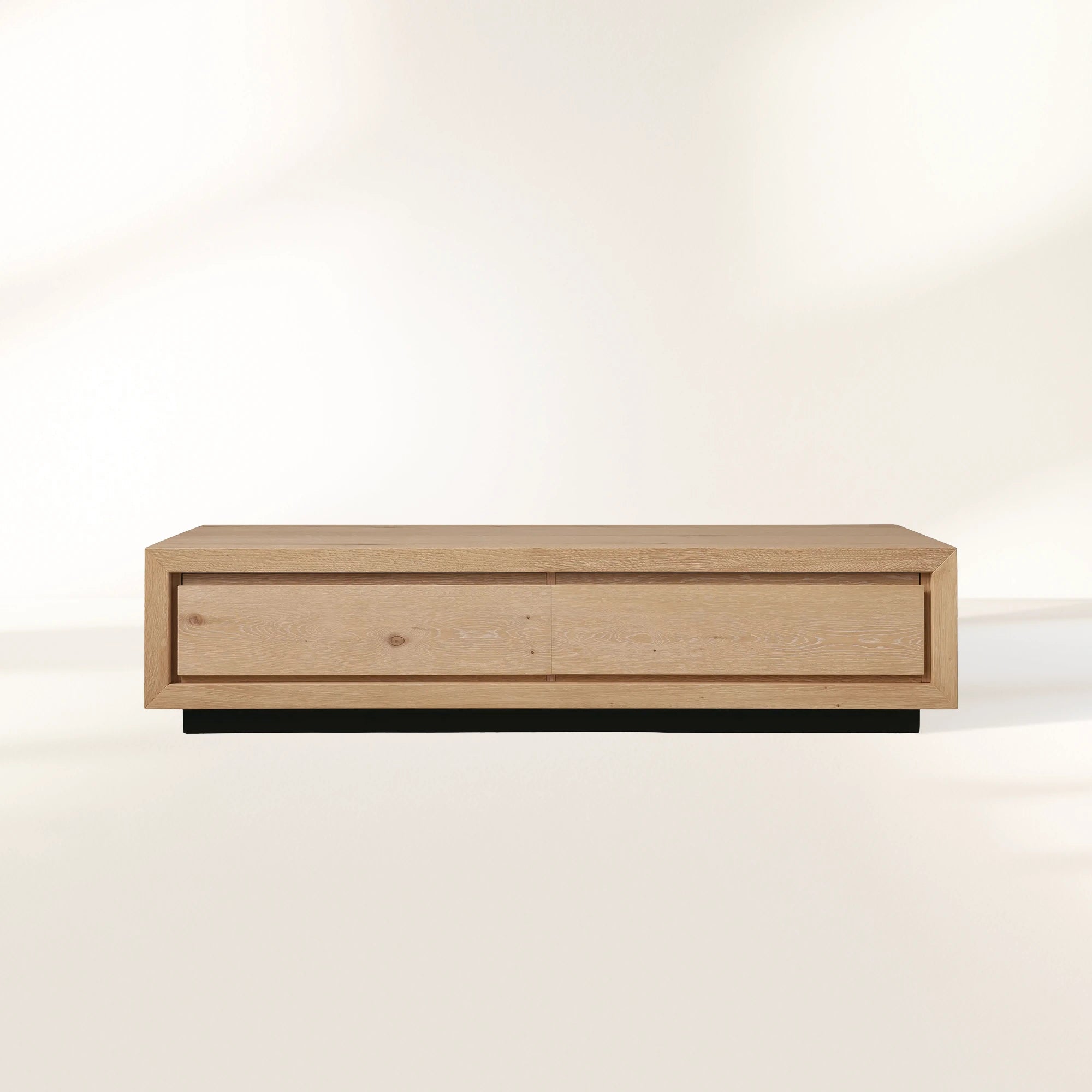 Sullivan Rectangular Storage Coffee Table Wood Oak Center Tea Table in Soft-Close Drawers