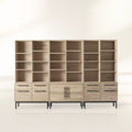 Sullivan Large Wood Tall Display Cabinet  Rustic Modular Office File Bookcase