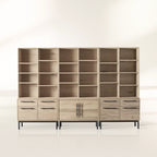 Sullivan Large Wood Tall Display Cabinet  Rustic Modular Office File Bookcase