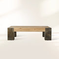 Telluride Rectangle Coffee Table with Solid Oak Veneers & Steel Cocktail Table Living Room Center Tea Table