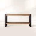 Telluride Entryway Console Table Oak Wood Hallway Entrance Table with Steel Base