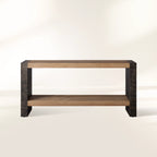 Telluride Entryway Console Table Oak Wood Hallway Entrance Table with Steel Base