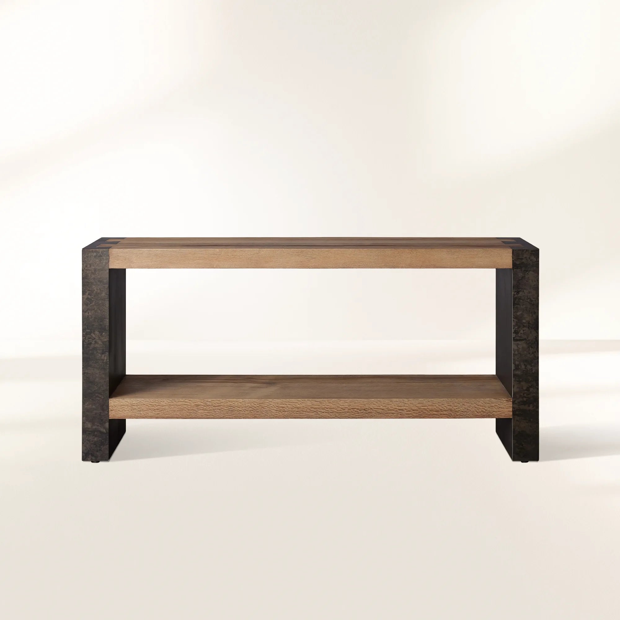 Telluride Entryway Console Table Oak Wood Hallway Entrance Table with Steel Base