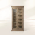 Tuscany Glass Door Tall Display Cabinets Antiqued Wood Bookcases File Cabinets