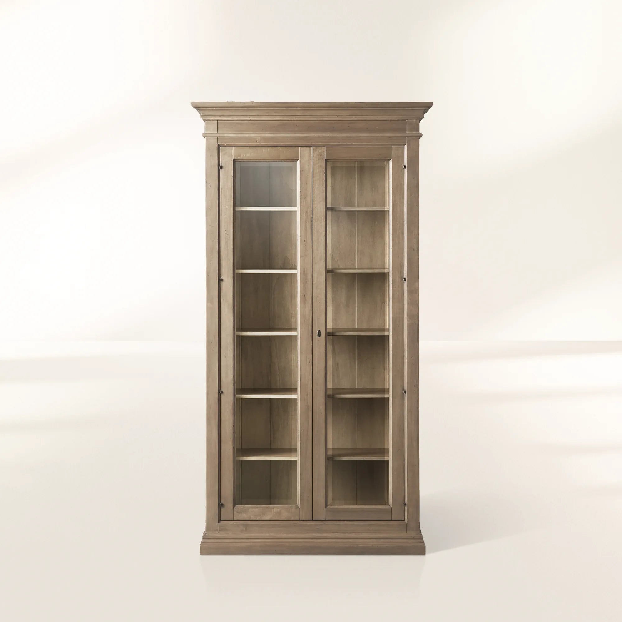 Tuscany Glass Door Tall Display Cabinets Antiqued Wood Bookcases File Cabinets