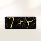 Luxury Black Gold Sideboard Cabinet with Sculptural Cracked Design