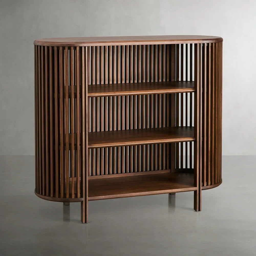 Paige Wood Living Book Display Cabinet Sideboard Open Storage Entryway Cabinet
