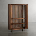 Paige Wood Living Book Display Cabinet Sideboard Open Storage Entryway Cabinet