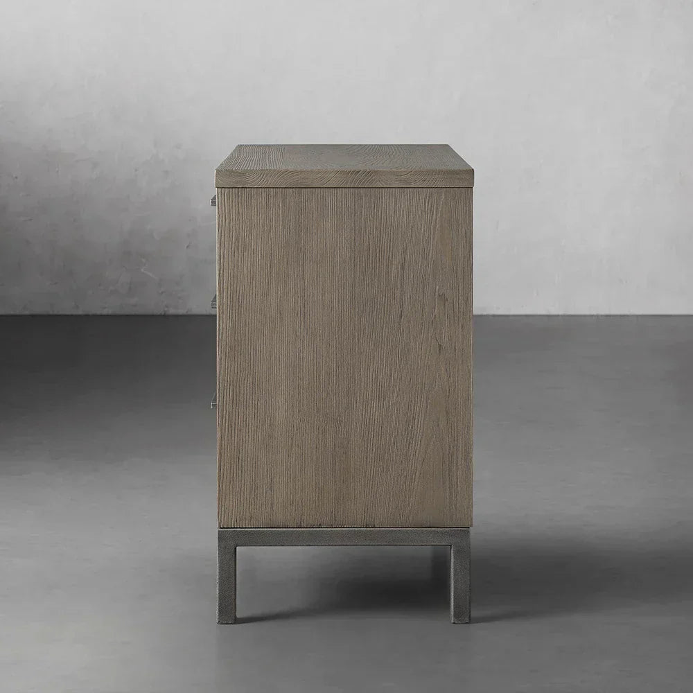 Palmer Large Nightstand with Oak Wood Nightside Table Bedroom 3-Drawer Cabinet