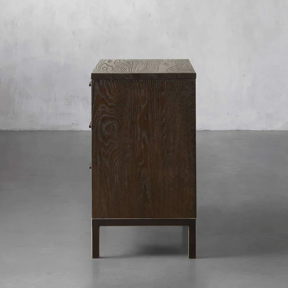 Palmer Large Nightstand with Oak Wood Nightside Table Bedroom 3-Drawer Cabinet