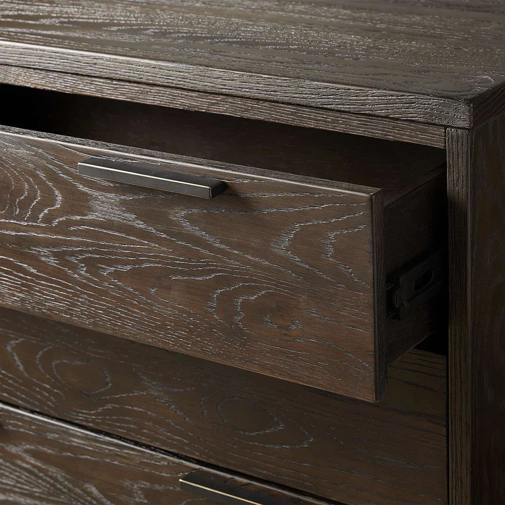 Palmer Large Nightstand with Oak Wood Nightside Table Bedroom 3-Drawer Cabinet