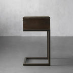 Palmer Wood Storage Nightstand Sleek Iron Frame One-Drawer Cabinet Nightside Table