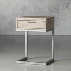 Palmer Wood Storage Nightstand Sleek Iron Frame One-Drawer Cabinet Nightside Table