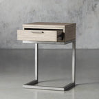 Palmer Wood Storage Nightstand Sleek Iron Frame One-Drawer Cabinet Nightside Table