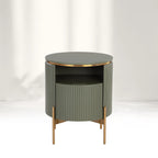 Panoso Holz-Nachttisch mit goldenem Stahlgestell, luxuriöser Nachttisch
