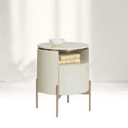 Panoso Holz-Nachttisch mit goldenem Stahlgestell, luxuriöser Nachttisch