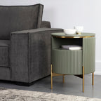 Panoso Holz-Nachttisch mit goldenem Stahlgestell, luxuriöser Nachttisch