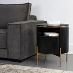 Panoso Holz-Nachttisch mit goldenem Stahlgestell, luxuriöser Nachttisch