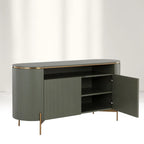 Panoso Luxury Buffet Sideboard Curved Entryway Cabinet With Gold Stainless Steel Legs