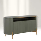Panoso Luxury Buffet Sideboard Curved Entryway Cabinet With Gold Stainless Steel Legs