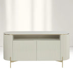 Panoso Luxury Buffet Sideboard Curved Entryway Cabinet With Gold Stainless Steel Legs