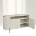Panoso Luxury Buffet Sideboard Curved Entryway Cabinet With Gold Stainless Steel Legs