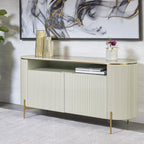 Panoso Luxury Buffet Sideboard Curved Entryway Cabinet With Gold Stainless Steel Legs