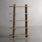 Paleta Offenes Bücherregal aus massivem Eichenholz, hoher Ausstellungsschrank