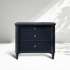 Henley Nightstand with Solid Mahogany Nightside Tables 3-Drawer Cabinet Brass Pulls