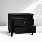 Henley Nightstand with Solid Mahogany Nightside Tables 3-Drawer Cabinet Brass Pulls
