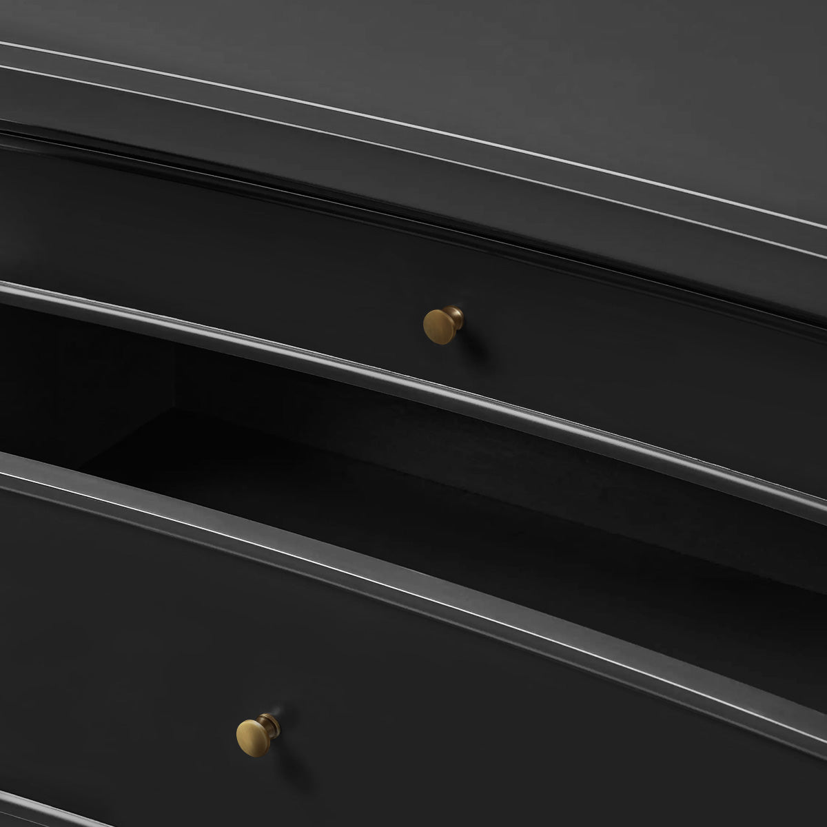 Henley Nightstand with Solid Mahogany Nightside Tables 3-Drawer Cabinet Brass Pulls