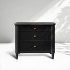 Henley Nightstand with Solid Mahogany Nightside Tables 3-Drawer Cabinet Brass Pulls