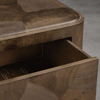 Polanco Wood Closed Nightstand with Mosaic Surface Steel Base TWO-Drawer Cabinet Nightside Table