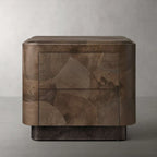 Polanco Wood Closed Nightstand with Mosaic Surface Steel Base TWO-Drawer Cabinet Nightside Table