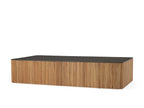 Pompeii Outdoor Coffee Table with Charcoal Concrete Top Reeded Base Center Tea Table