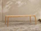 Outdoor Round Dining Table with Slatted Top Launette Base Puglia Solid Teak Outdoor Dining Table