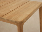 Outdoor Round Dining Table with Slatted Top Launette Base Puglia Solid Teak Outdoor Dining Table