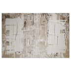 Puxina Layered Block Abstract Neutral Area Rug with Vintage Wabi-Sabi Paper Rubbing Style Carpet