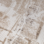 Puxina Layered Block Abstract Neutral Area Rug with Vintage Wabi-Sabi Paper Rubbing Style Carpet
