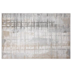 Puxina Layered Grid Abstract Neutral Area Rug with Minimalist Modern Wabi-Sabi Style Carpet Misty Grid Style