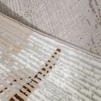 Tapis de zone moderne Puxina Layered Trace Calm avec motif esquisse déstructuré à ligne marron