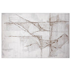 Tapis de zone moderne Puxina Layered Trace Calm avec motif esquisse déstructuré à ligne marron
